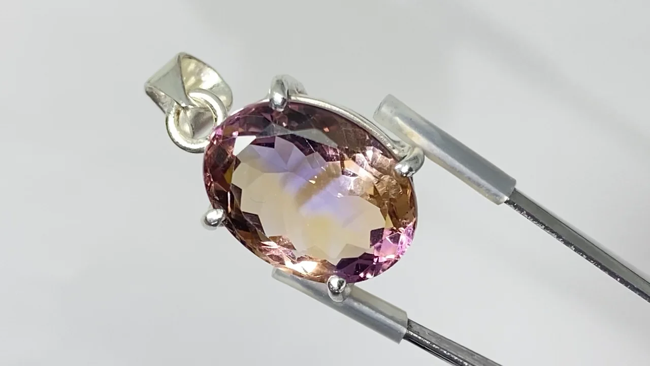 宝石質アメトリン AAA ファセットカットペンダントトップ シルバー925