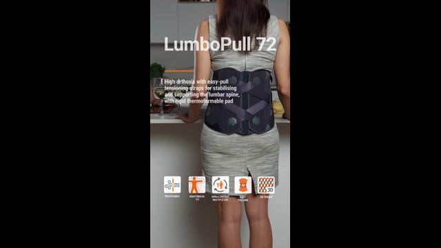 LumboPull 72 - High orthosis with easy-pull tensioning straps for stabilising and supporting the lumbar spine, with rigid thermoformable pad