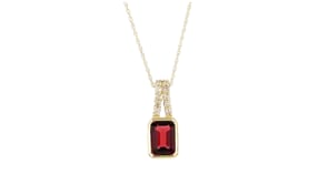 Birthstone Pendant Necklace with .10 ct. t.w. Diamonds in 10kt Yellow Gold