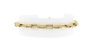 Roberto Coin 18kt Yellow Gold Alternating Fluted and Ridged Rectangular-Link Bracelet