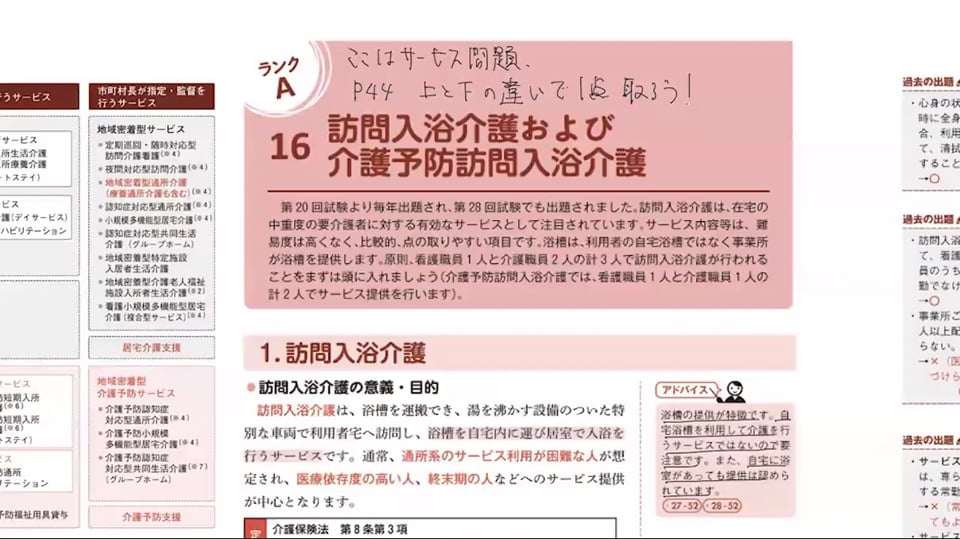 訪問入浴介護の授業画面