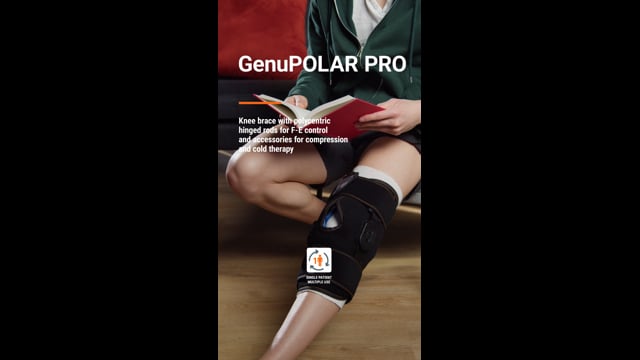 GenuPOLAR PRO - Orthèses de genou avec tiges articulées polycentriques avec contrôle de F-E et accessoires pour la compression et le refroidissement 