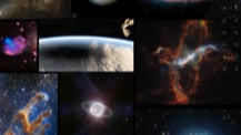 Freeze frame from video, showing collage from space images from opening sequence.