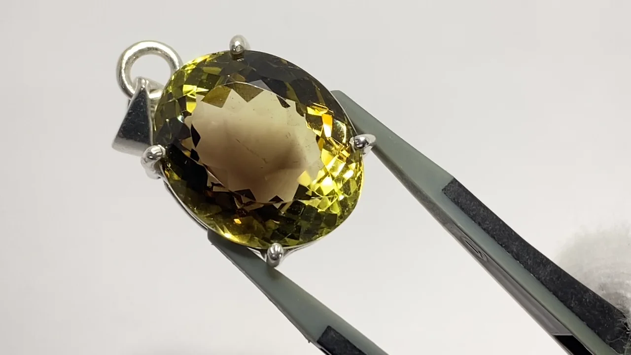 レア！スモーキーレモンクォーツ　天然石　ペンダントトップ　加工済 レモン×スモーキークォーツ AAA- ペンダントトップ シルバー925製 NO