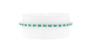 2.10 ct. t.w. Emerald Tennis Bracelet with .25 ct. t.w. Diamonds in Sterling Silver