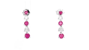 1.00 ct. t.w. Ruby Drop Earrings with .15 ct. t.w. Diamonds in Sterling Silver