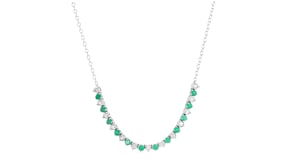.40 ct. t.w. Emerald and .16 ct. t.w. Diamond Tennis-Style Necklace in Sterling Silver