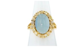 Aquamarine and Opal Ring in 18kt Gold Over Sterling