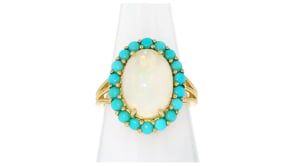 Opal and Turquoise Ring in 18kt Gold Over Sterling