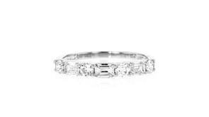 1.00 ct. t.w. Round and Emerald-Cut Lab-Grown Diamond Ring in Sterling Silver