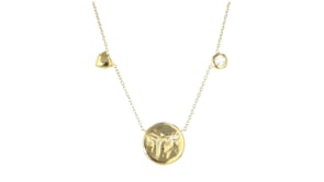 18kt Gold Over Sterling Zodiac Disc Necklace with Gemstone and Lab-Grown Diamond