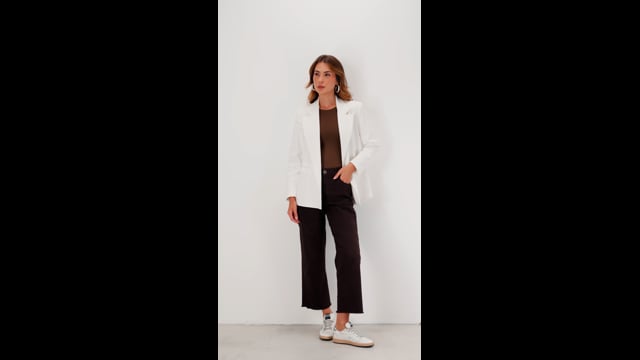Blazer Reto em Algodão com Elastano | Porto - Off White