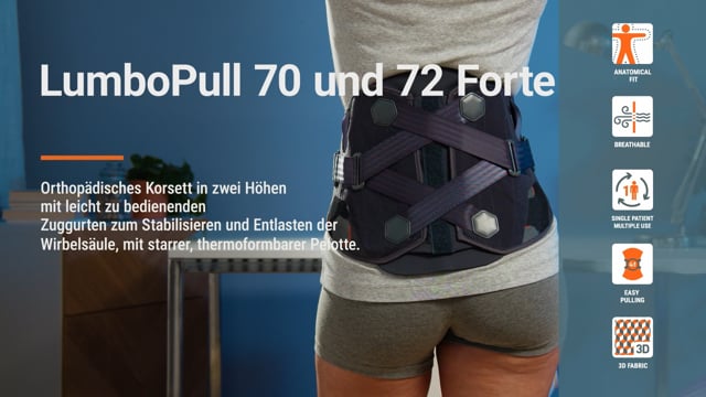 LumboPull 70 und 72 Forte - Lendenwirbelsäulen-Überbrückungs-Orthesen zur Stabilisation, statischen Korrektur und Entlastung, abrüstbar (LSO)