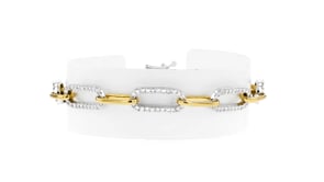 2.00 ct. t.w. Lab-Grown Diamond Paper Clip Link Bracelet in Sterling Silver and 18kt Gold Over Sterling