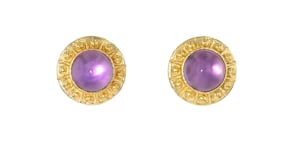 C. 1990 Vintage Elizabeth Locke 24.00 ct. t.w. Amethyst Earrings with Mother-of-Pearl in 18kt Yellow Gold