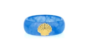Blue Jade Seashell Ring with 18kt Gold Over Sterling