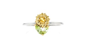 Citrine and .20 ct. t.w. Peridot Sunflower Ring in Sterling Silver and 14kt Yellow Gold