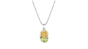 Citrine and .40 ct. t.w. Peridot Sunflower Pendant Necklace in Sterling Silver and 14kt Yellow Gold