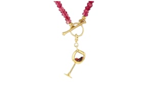 .50 ct. t.w. Garnet Wine Glass Charm in 18kt Gold Over Sterling