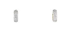 .60 ct. t.w. White Topaz Huggie Hoop Earrings in Sterling Silver and 18kt Gold Over Sterling