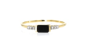 Onyx Ring with Diamonds in 10kt Yellow Gold