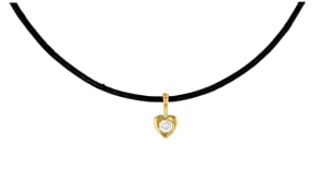 .10 Carat Lab-Grown Diamond Heart Pendant Necklace in 18kt Gold Over Sterling with Black Leather Cord