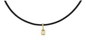 .10 Carat Lab-Grown Diamond Teardrop Pendant Necklace in 18kt Gold Over Sterling with Black Leather Cord