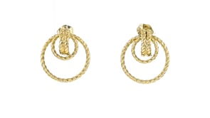 10kt Yellow Gold Twisted Double-Circle Earrings