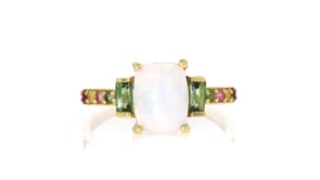 Opal Ring with .30 ct. t.w. Multicolored Tourmalines in 10kt Yellow Gold