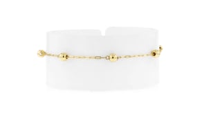 Italian 10kt Yellow Gold Paper Clip Link Bead Station Bracelet