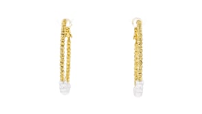 14kt Yellow Gold-Plated Beaded Hoop Earrings with Shell Pearls