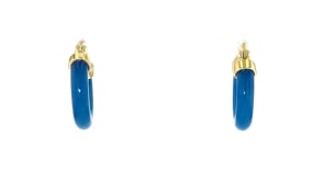 Blue Jade Hoop Earrings in 18kt Gold Over Sterling