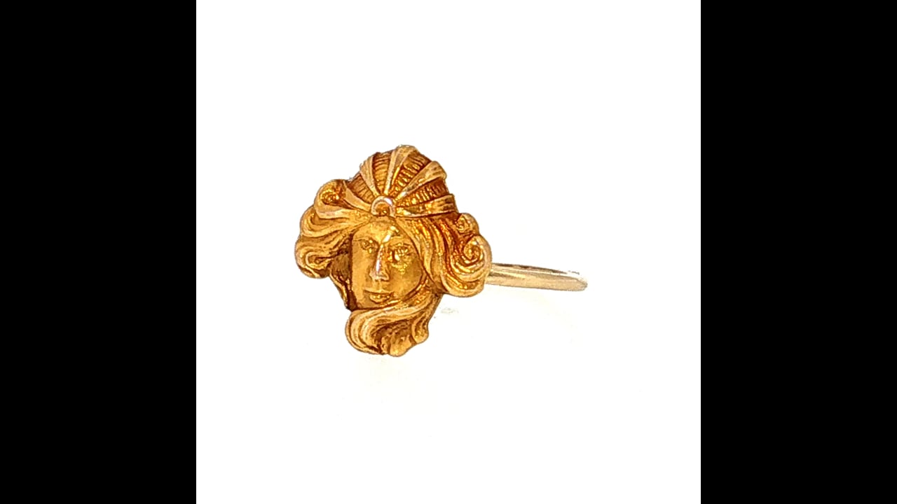 Antique Art Nouveau Carved Face Cocktail Ring 14k – Filigree Jewelers