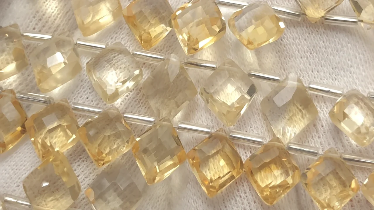 高品質　シトリン　ダイヤモンド　ダイヤモンドカット　天然石 シトリン ダイヤカット10×8mm 1連（18粒）｜天然石ビーズの卸問屋