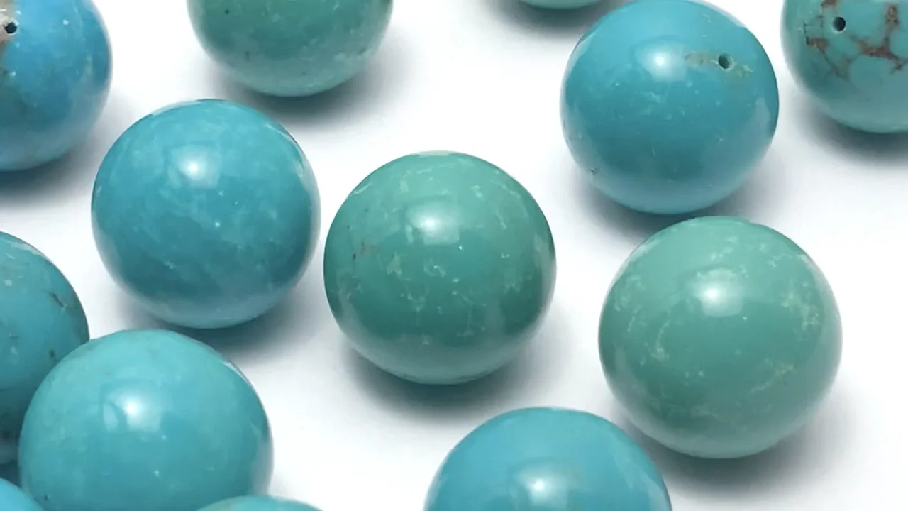 ターコイズ 片穴ラウンド14mm 1粒｜天然石ビーズの卸問屋・通販