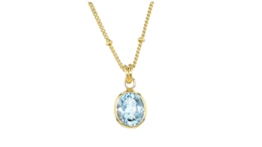 2.70 Carat Sky Blue Topaz and Bead Station Necklace in 18kt Gold Over Sterling