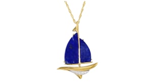 Lapis Sailboat Pendant Necklace with Diamonds in 18kt Gold Over Sterling