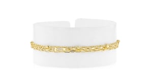 18kt Gold Over Sterling Jewelry Set: Bead Station, Paper Clip Link and Lumachina-Chain Bracelets
