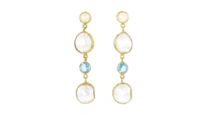 6-12mm Cultured Pearl and 2.10 ct. t.w. Aquamarine Drop Earrings in 18kt Gold Over Sterling