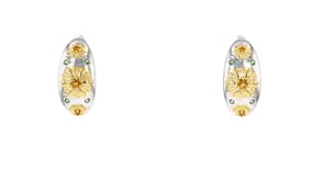 .60 ct. t.w. Chrome Diopside and .10 ct. t.w. Citrine Flower Hoop Earrings in Sterling Silver and 18kt Yellow Gold Over Sterling