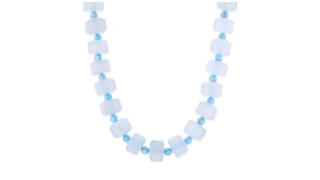Blue Chalcedony Bead Necklace with 18kt Gold Over Sterling
