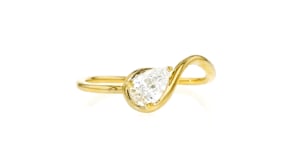 .52 Carat Pear-Shaped Lab-Grown Diamond Ring in 18kt Gold Over Sterling