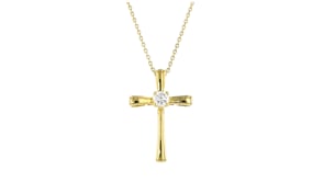 .25 Carat Lab-Grown Diamond Cross Pendant Necklace in 18kt Gold Over Sterling