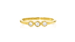 .15 ct. t.w. Bezel-Set Lab-Grown Diamond Three-Stone Ring in 18kt Gold Over Sterling