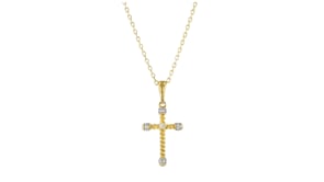 18kt Gold Over Sterling Cross Pendant Necklace with Diamonds