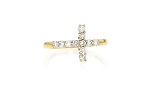 .33 ct. t.w. Lab-Grown Diamond Sideways Cross Ring in 18kt Gold Over Sterling