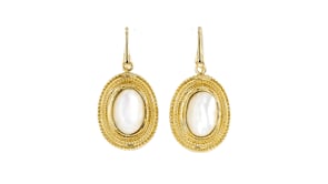 Italian 14kt Yellow Gold-Plated Drop Earrings with Mother-of-Pearl