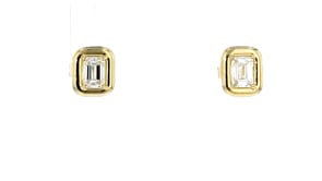 .50 ct. t.w. Bezel-Set Emerald-Cut Lab-Grown Diamond Stud Earrings in 10kt Yellow Gold