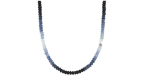 92.75 ct. t.w. White and Tonal Blue Sapphire Bead Necklace with 14kt Yellow Gold Magnetic Clasp