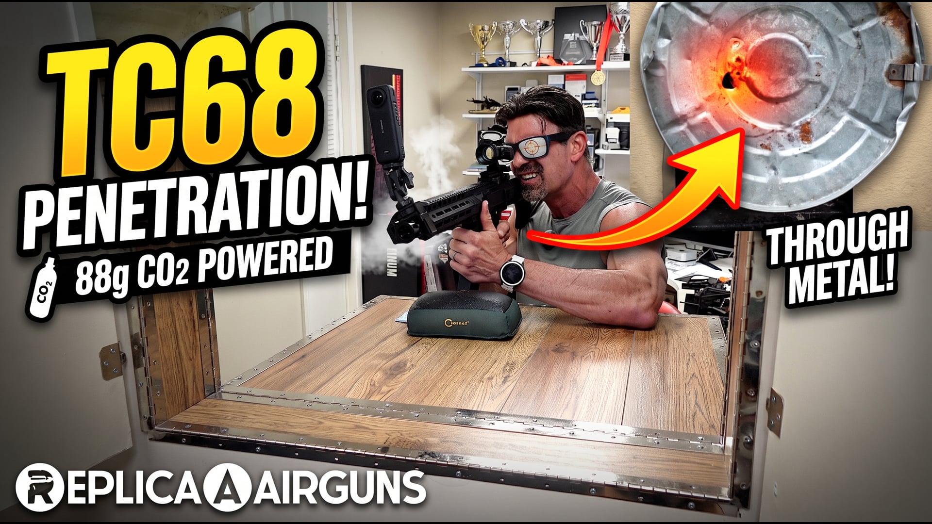 Umarex T4E TC68 Less Lethal Paintball Rifle Penetration Test 88 Gram CO2